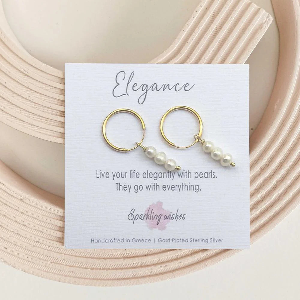 Orecchini Three Pearl Elegance Hoops